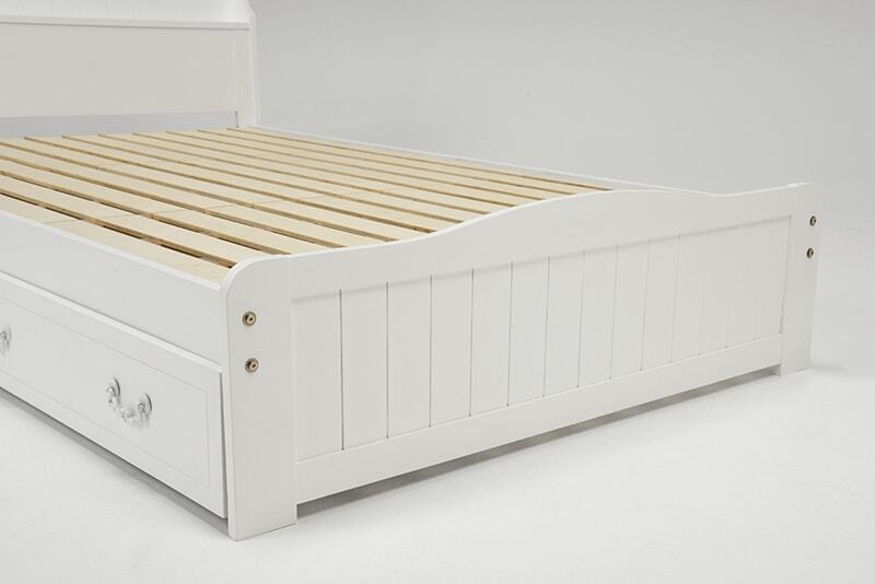 セミダブル 収納付き すのこベッド ホワイト 2口コンセント付 [幅124/長さ211] 画像5