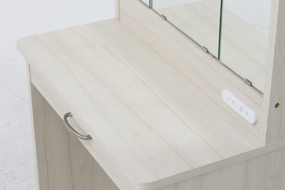 メルル ドレッサー(三面鏡) スツール付き ホワイト 木目調 画像47