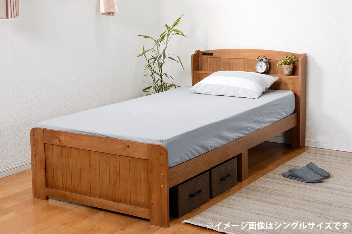 セミダブル すのこベッド コンセント付 高さ調整可 [幅124/長さ211] 画像3